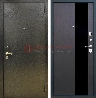 Входная темная дверь с порошковым покрытием и МДФ со стеклом ДП-294 в Брянске