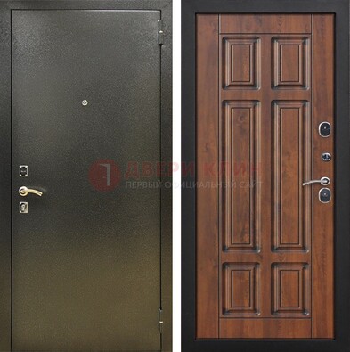 Металлическая входная темная дверь с порошковым напылением и МДФ ДП-299 в Брянске