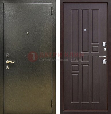Входная темно-серая дверь с порошковым напылением и коричневой МДФ ДП-301 в Брянске