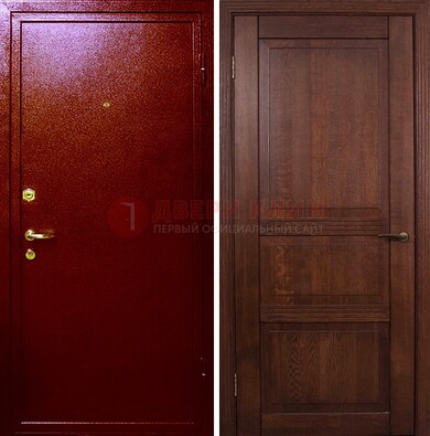 Красная железная дверь с порошковым окрасом ДП-58 в Брянске