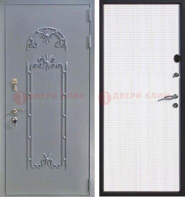 Серая входная дверь с порошковым покрытием ДП-67 в Можайске
