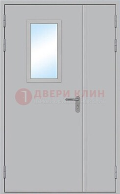 Белая входная техническая дверь со стеклянной вставкой ДПП-10 в Калуге