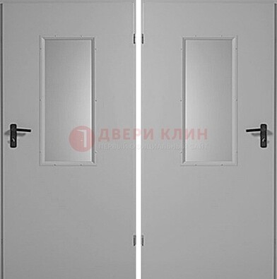 Белая металлическая противопожарная дверь с декоративной вставкой ДПП-7 в Брянске
