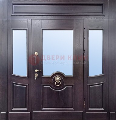 Филенчатая металлическая дверь с панелью МДФ и стеклом ДПР-102 в Брянске