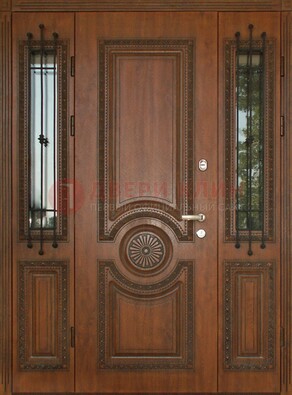 Парадная распашная стальная дверь Винорит со стеклом ДПР-106 в Брянске