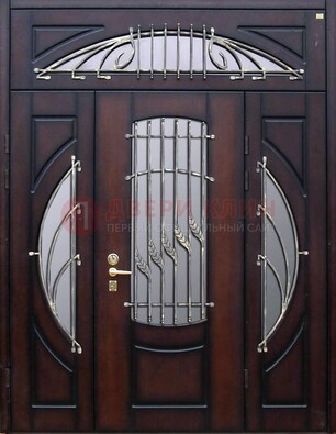 Парадная дверь со стеклянными вставками и ковкой ДПР-9 для улицы в Брянске
