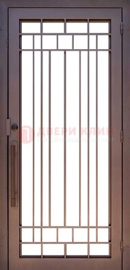 Стальная решетчатая дверь в коричневом цвете ДР-12 в Брянске