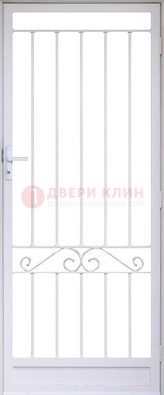 Белая стальная решетчатая дверь с волютами ДР-30 в Брянске