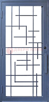 Современная железная решетчатая дверь синяя ДР-31 в Брянске