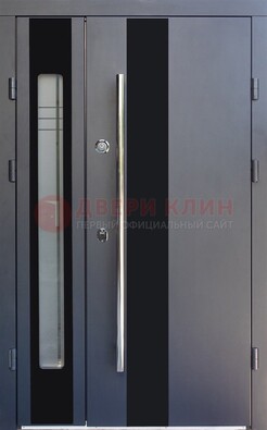 Серая стальная дверь со стеклом ДС-11 в Брянске