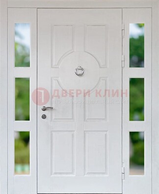 Белая стальная дверь со стеклом и фрамугами ДС-20 в Брянске