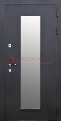 Черная стальная дверь порошок со стеклом ДС-33 в Брянске
