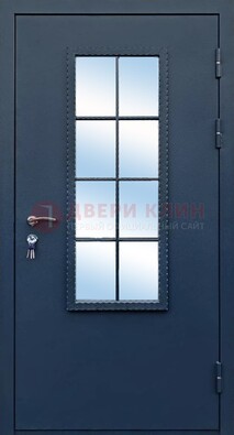 Темная металлическая дверь порошок со стеклом ДС-34 в Брянске
