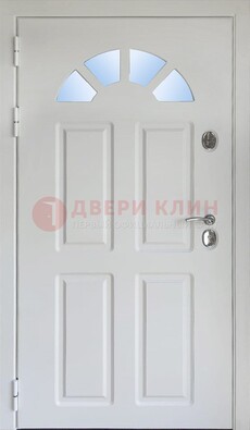 Белая стальная дверь МДФ со стеклом для дома ДС-37 в Брянске