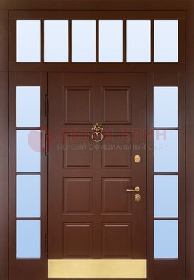 Коричневая входная дверь с МДФ панелью и стеклом ДС-45 в Брянске