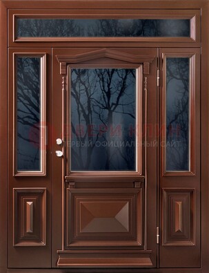 Коричневая металлическая дверь со стеклом ДС-67 в Брянске