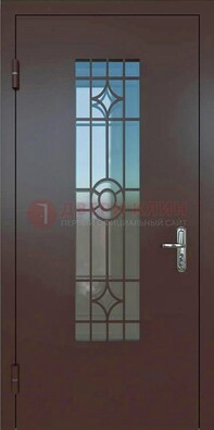 Входная металлическая дверь со стеклом для дома ДС-6 в Брянске