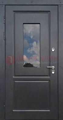 Чёрная металлическая дверь со стеклом ДС-77 в Брянске