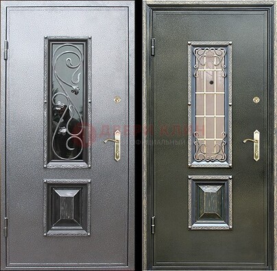 Звукоизоляционная металлическая дверь со стеклом и ковкой ДСК-12 в Талдоме