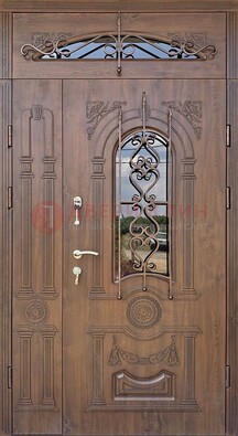 Распашная стальная дверь Винорит со стеклом и ковкой ДСК-232 в Брянске