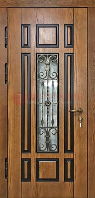 Двухцветная железная дверь Винорит со стеклом и ковкой ДСК-264 в Брянске