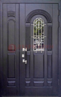 Входная дверь Винорит со стеклом и ковкой с узором ДСК-270 в Брянске