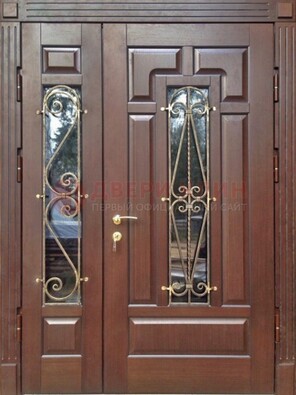 Стальная распашная дверь Винорит стекло и ковка ДСК-274 в Брянске
