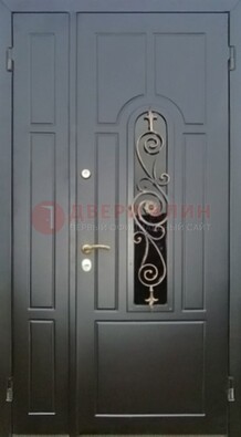 Металлическая дверь Винорит со стеклом в темном цвете ДСК-276 в Павловском Посаде