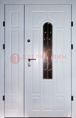 Входная дверь Винорит со стеклом в белом цвете ДСК-277 в Павловском Посаде