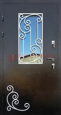 Входная дверь Порошок со стеклом и ковкой ДСК-278 в Брянске