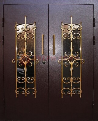 Металлическая дверь с ковкой и остеклением ДСК-49 в Брянске