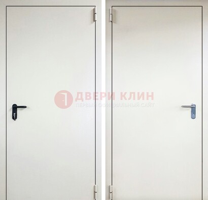 Белая железная техническая дверь ДТ-16 в Брянске
