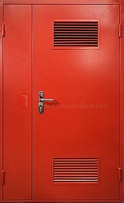 Красная железная техническая дверь с вентиляционными решетками ДТ-4 в Брянске
