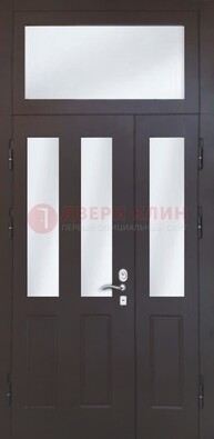 Черная тамбурная дверь со стеклянными вставками ДТМ-38 в Брянске