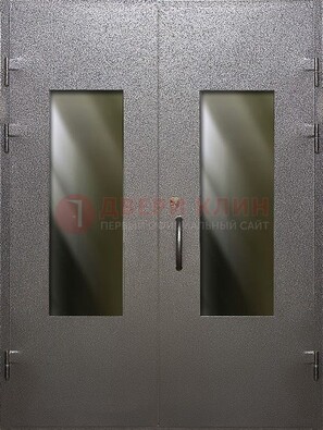 Серая тамбурная дверь со стеклянными вставками ДТМ-8 в Брянске