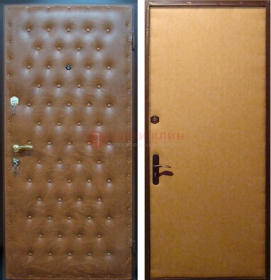 Желтая железная дверь с винилискожей ДВ-2 в Брянске