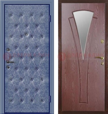 Синяя железная дверь с винилискожей ДВ-39 в Брянске