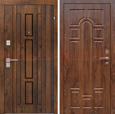Стальная коричневая дверь с МДФ и коричневой МДФ внутри ДМ-1388 в Брянске