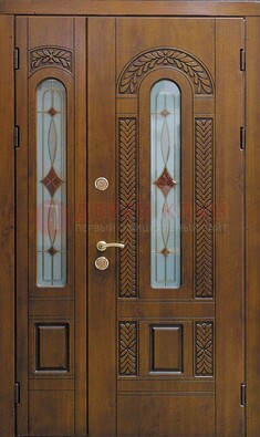 Темная стальная дверь с виноритом и стеклом ДВТ-179 в Брянске