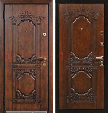Коричневая железная дверь с виноритом и узором ДВТ-211 в Брянске