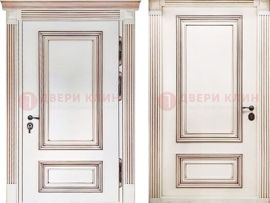 Белая металическая дверь с виноритом для дома ДВТ-239 в Брянске