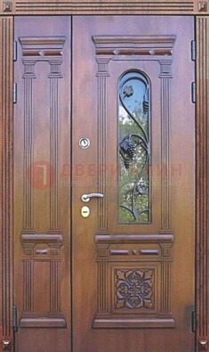 Железная коричневая филенчатая дверь с виноритом и МДФ ДВТ-85 в Брянске