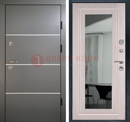 Черная металлическая дверь с зеркалом ДЗ-12 в Брянске