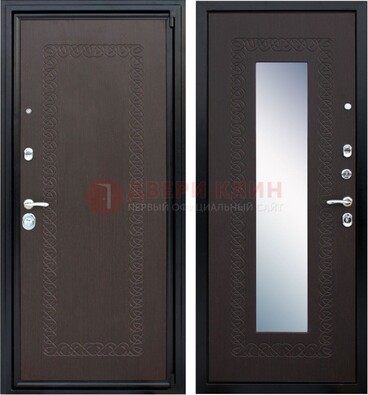 Темная стальная дверь с зеркалом ДЗ-20 в Брянске