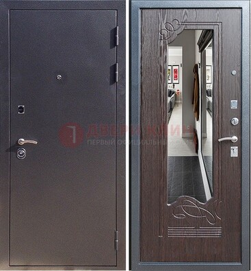 Черная входная дверь с зеркалом МДФ внутри ДЗ-29 в Брянске
