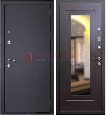Черная железная дверь с зеркалом ДЗ-30 в Брянске