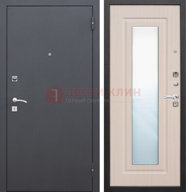 Черная входная дверь с зеркалом МДФ внутри ДЗ-31 в Брянске