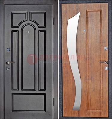 Темная железная дверь с зеркалом ДЗ-35 в Брянске