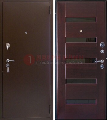 Темная железная дверь с зеркалом ДЗ-42 в Брянске