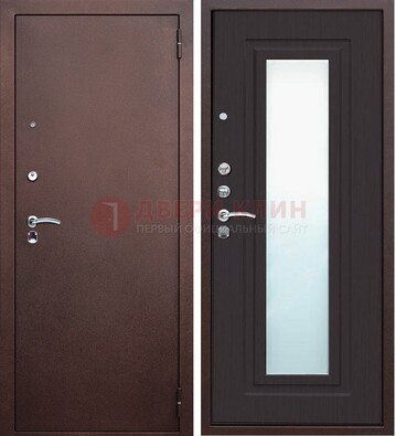 Коричневая металлическая дверь с зеркалом ДЗ-43 в Брянске